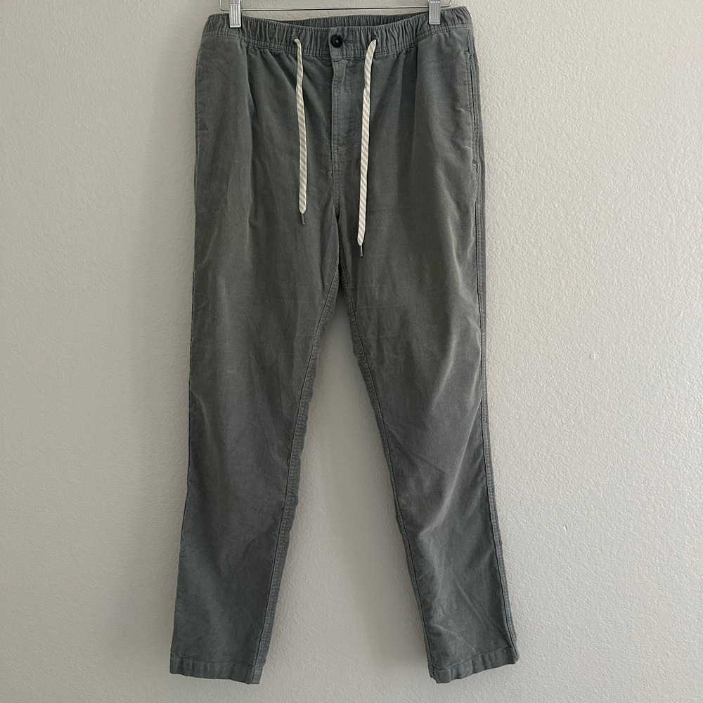 Vuori Optimist Pants‎ Mens L Charcoal Grey Corduroy V440 Elastic Waist Slim
